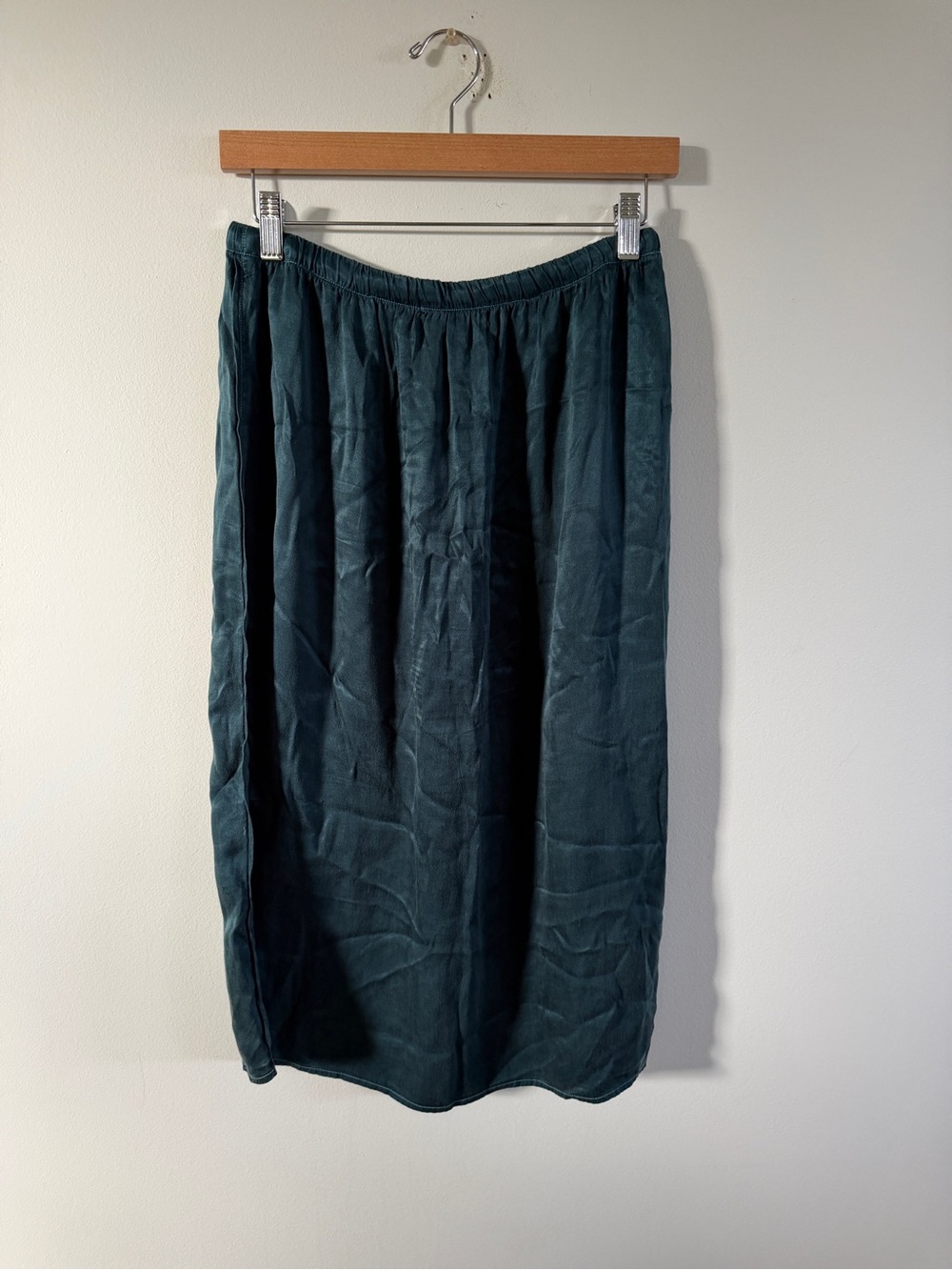 Bella Dahl Dark Teal Elastic-Waist Midi Skirt small